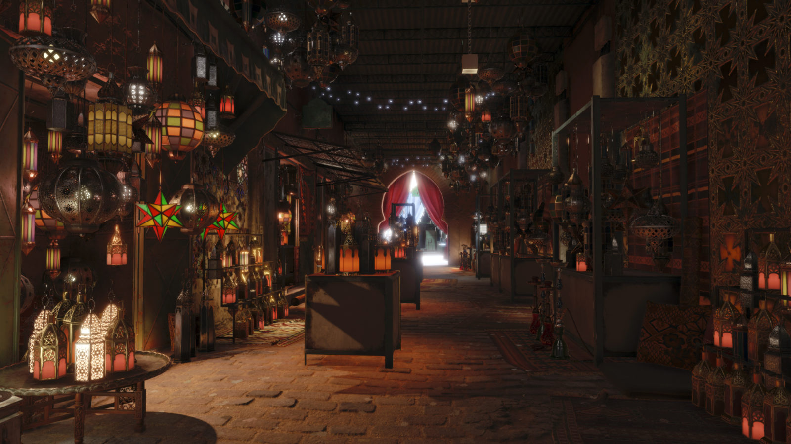 Prachtvolle Lichtspiele auf dem Markt von Marrakesch. Quelle: Square Enix™
