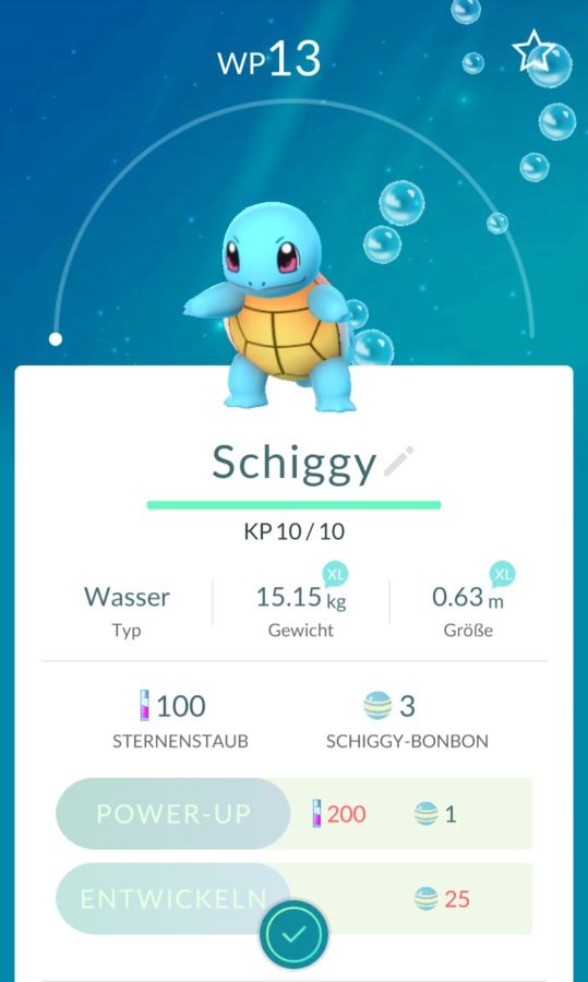 Schiggy - Screenshot aus Pokémon GO
